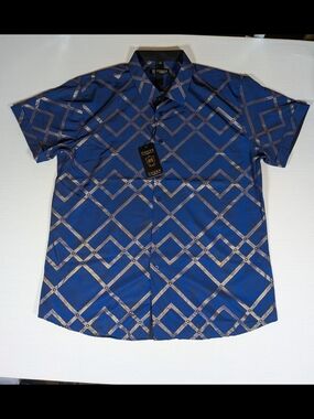 CHUXX Chunks Blue Geometric Short Sleeve Shirt